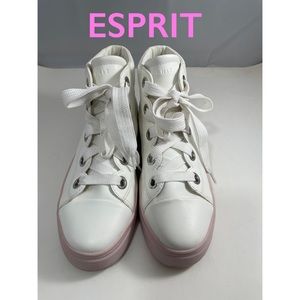 ESPRIT high top lace up white sneaker sz 39